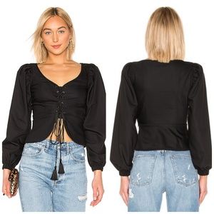 L'Academie The Lauren Blouse Black Size Medium